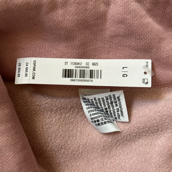 VS PINK Ivy Fleece Full-Zip Sweatshirt Large Wanna Be Pink NEW - Picture 4 of 6